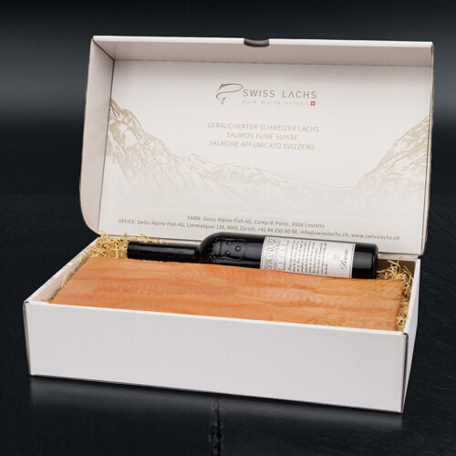 Rauchlachsfilet mit Weisswein als Geschenkbox