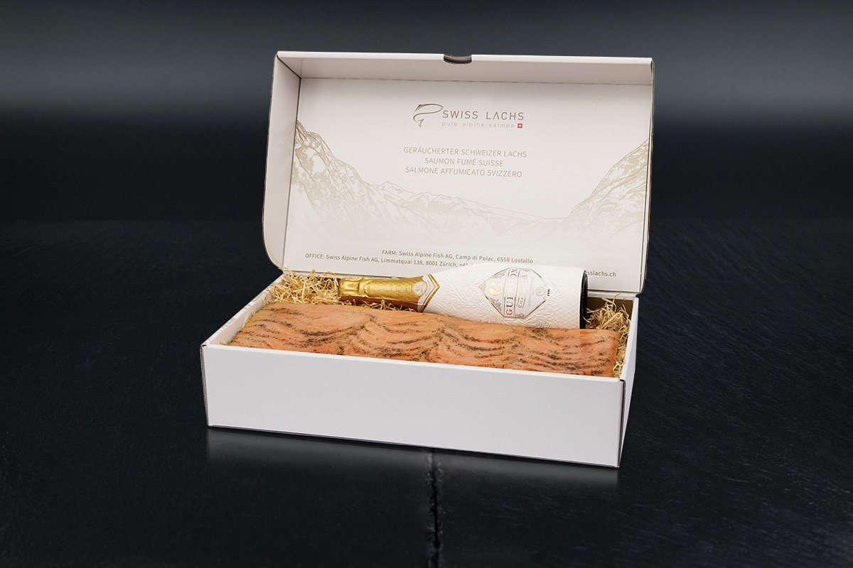 art-nr-4182-graved-lachs-guerdon-brut-champagner Geschenkbox mit Guerdon Brut Champagner